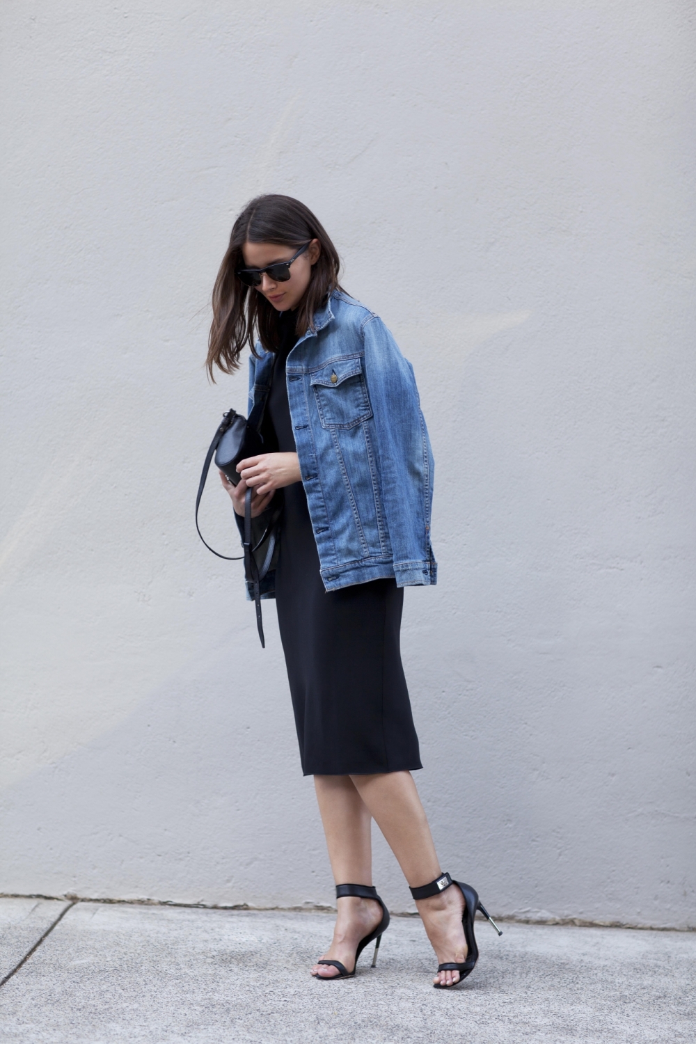 dress and denim jacket