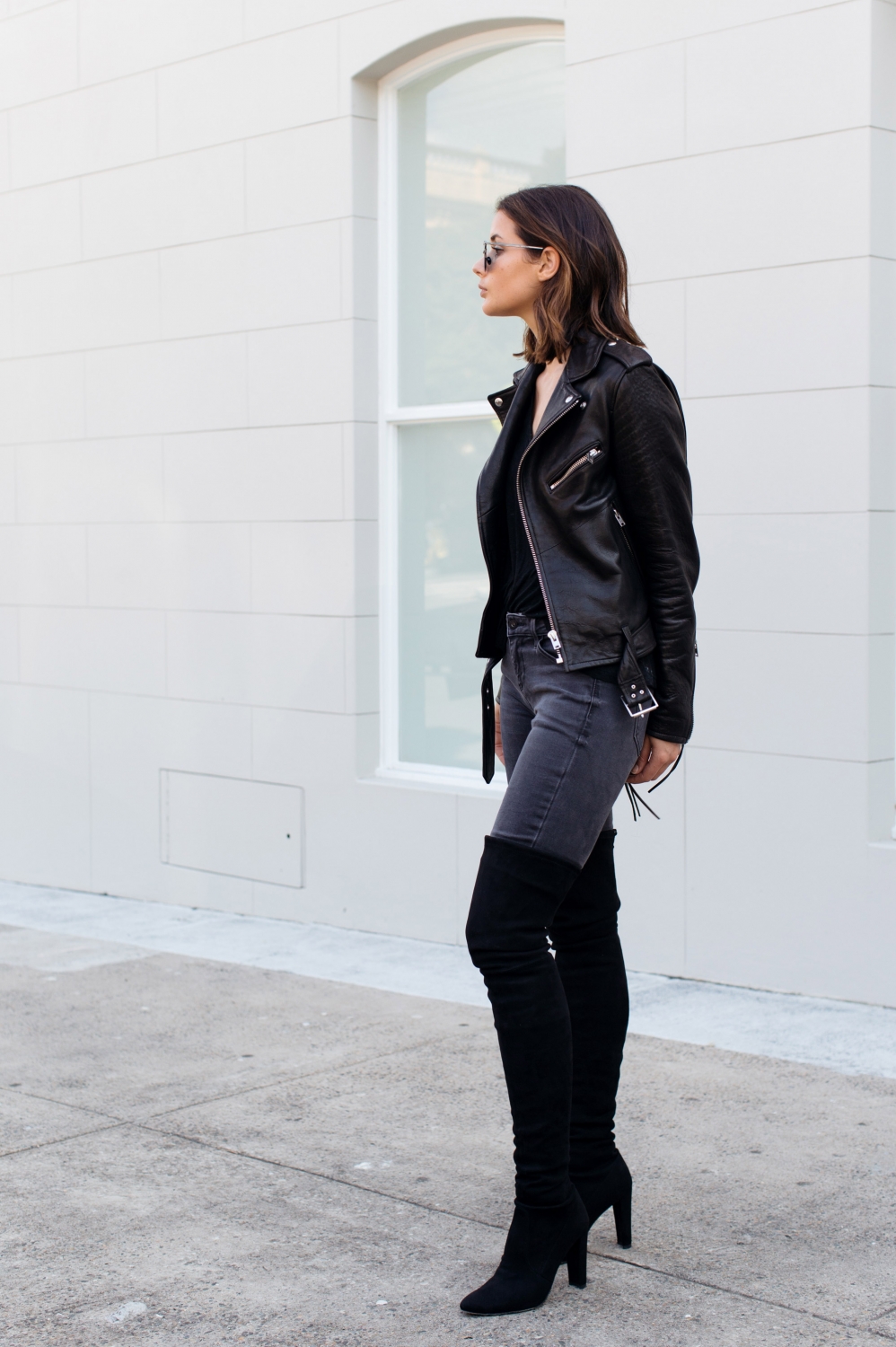 grey jeans and boots