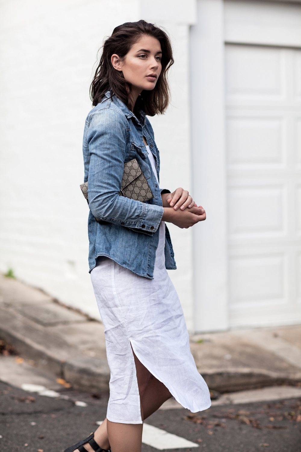 denim shirt street style