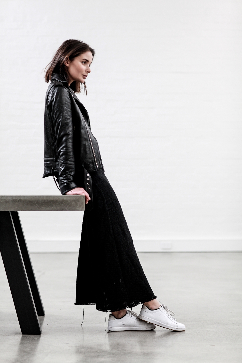 Black dress | Leather Jacket | Minimal | Layering | Matin |Style | Outfit | Harper and Harley