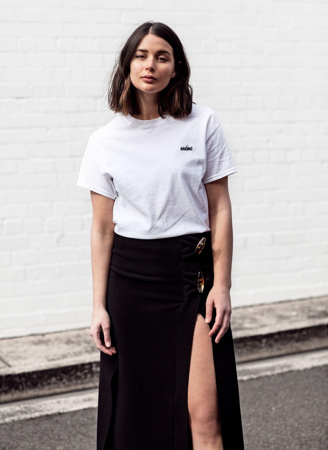 Double Trouble t-shirt and Christopher Esber skirt | The UNDONE online store | Outfit | Style | Streetstyle | HarperandHarley