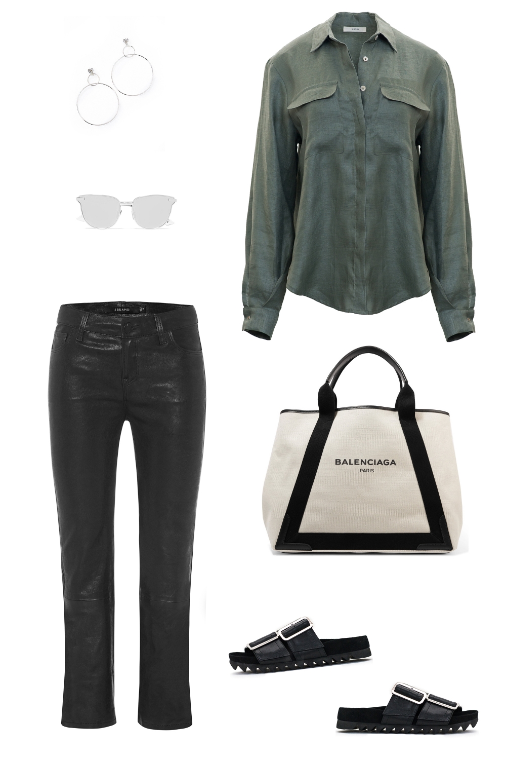 Matin khaki shirt | leather pants | shopping | Black outfit | HarperandHarley