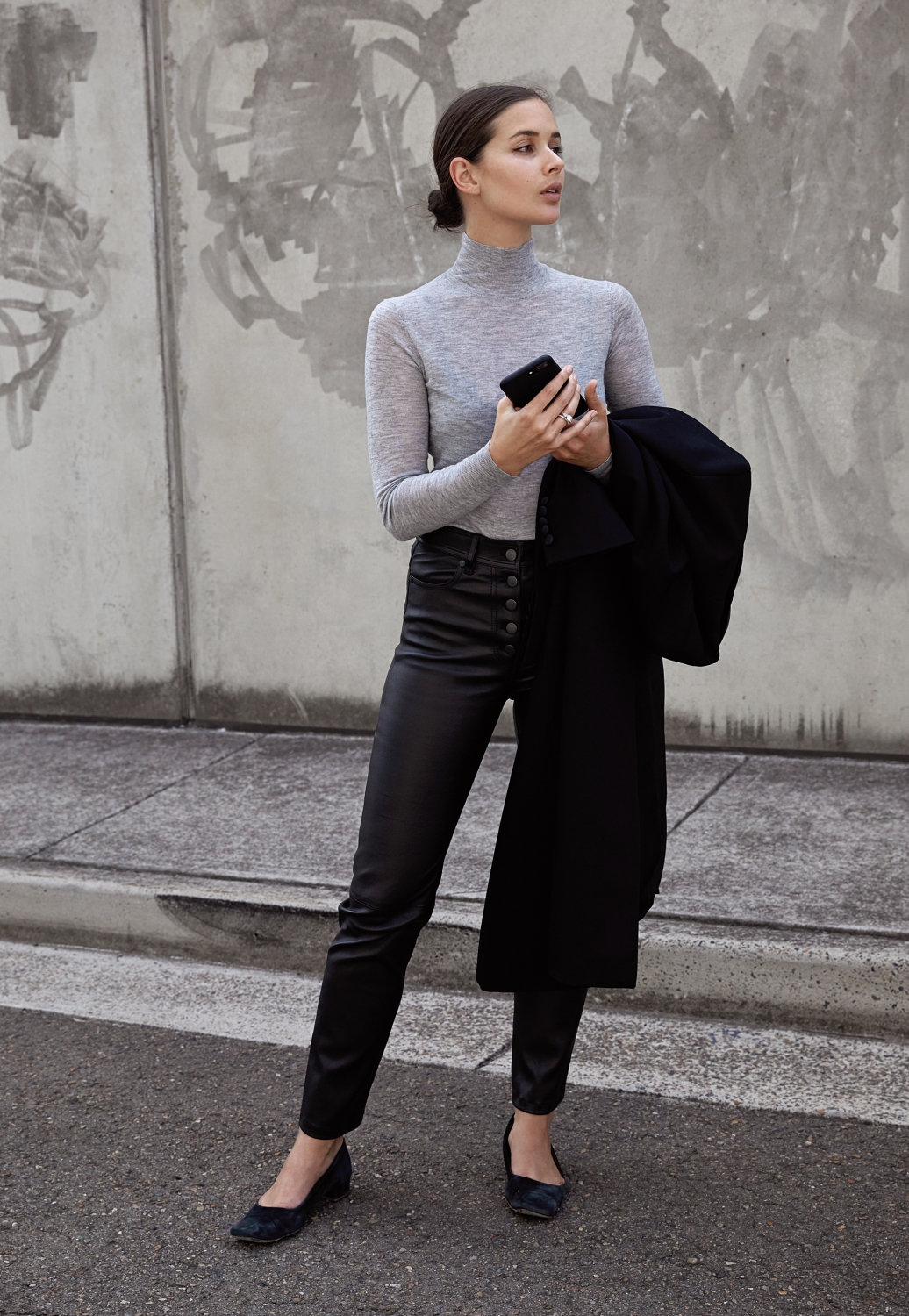 Black and Grey street style outfit | Joseph | HarperandHarley