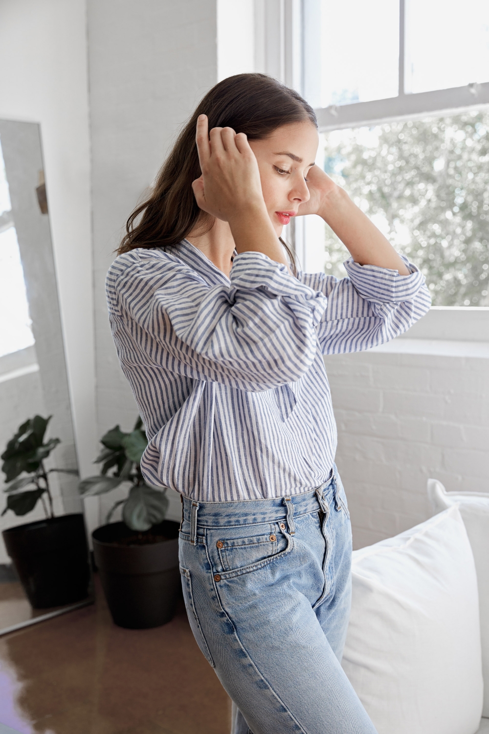 blue and white stripe top with blue jeans | Style | Outfit| HarperandHarley