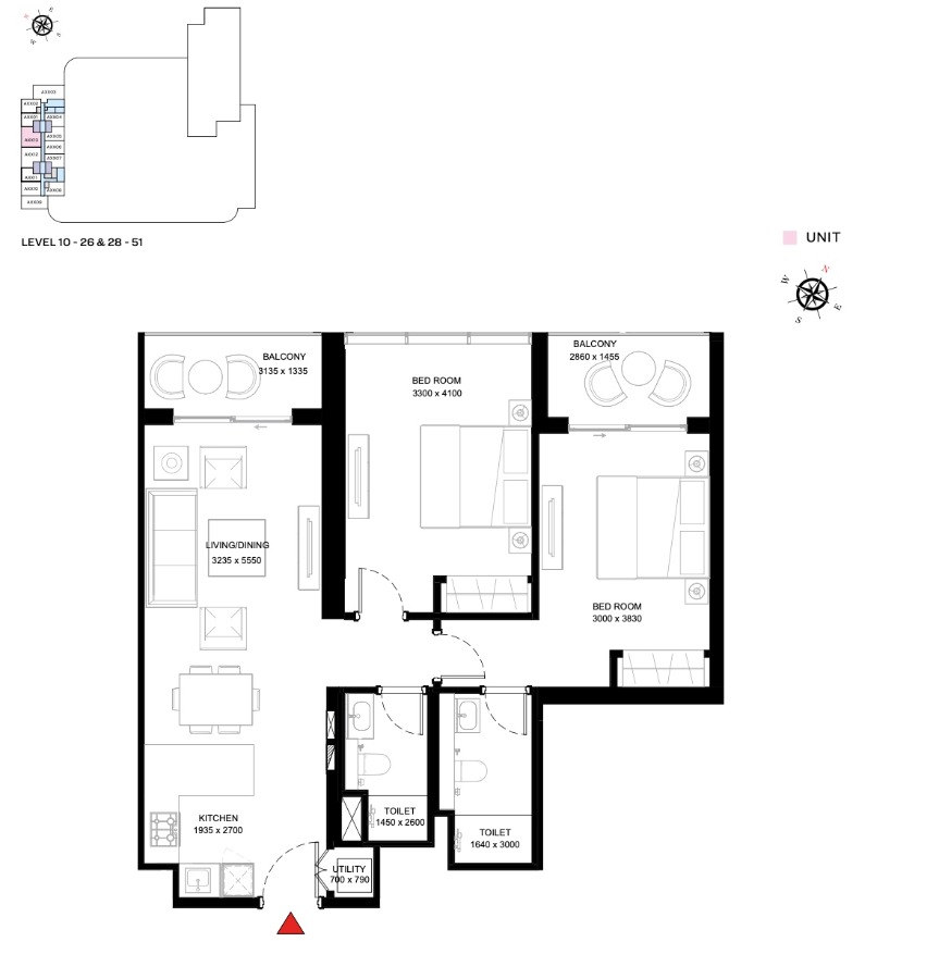 Floor plan 3-room apartment