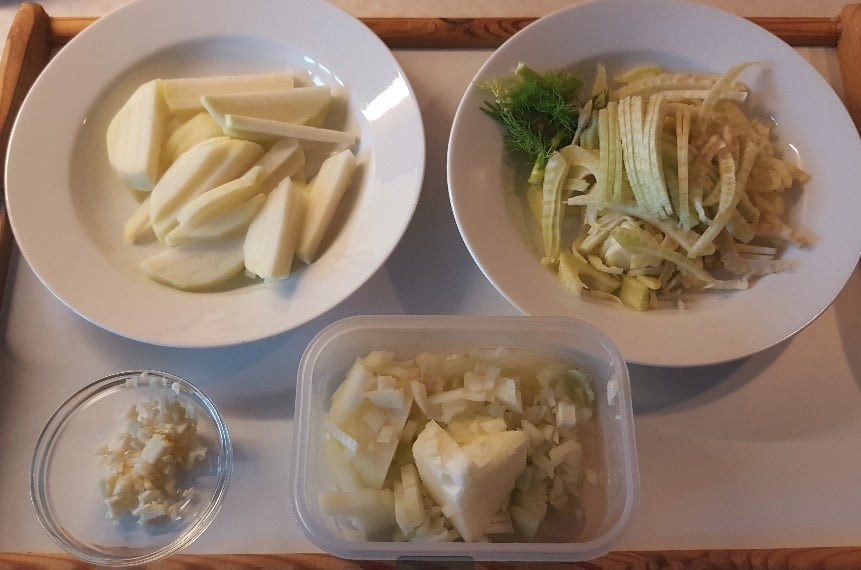 Grundzutaten für das Fenchel-Kohlrabi-Gemüse