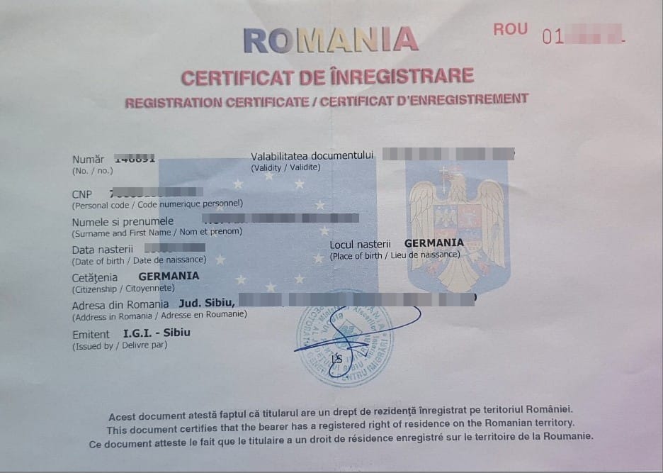 Certifikat De Înregistrare