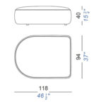  Plus Seat Rounded End 118x94 H40 by Francesco Rota