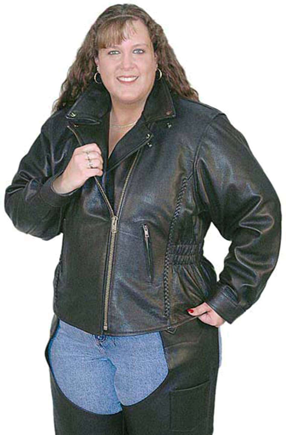 Road Angel - Ladies Black Leather Motorcycle Jacket #L265Z