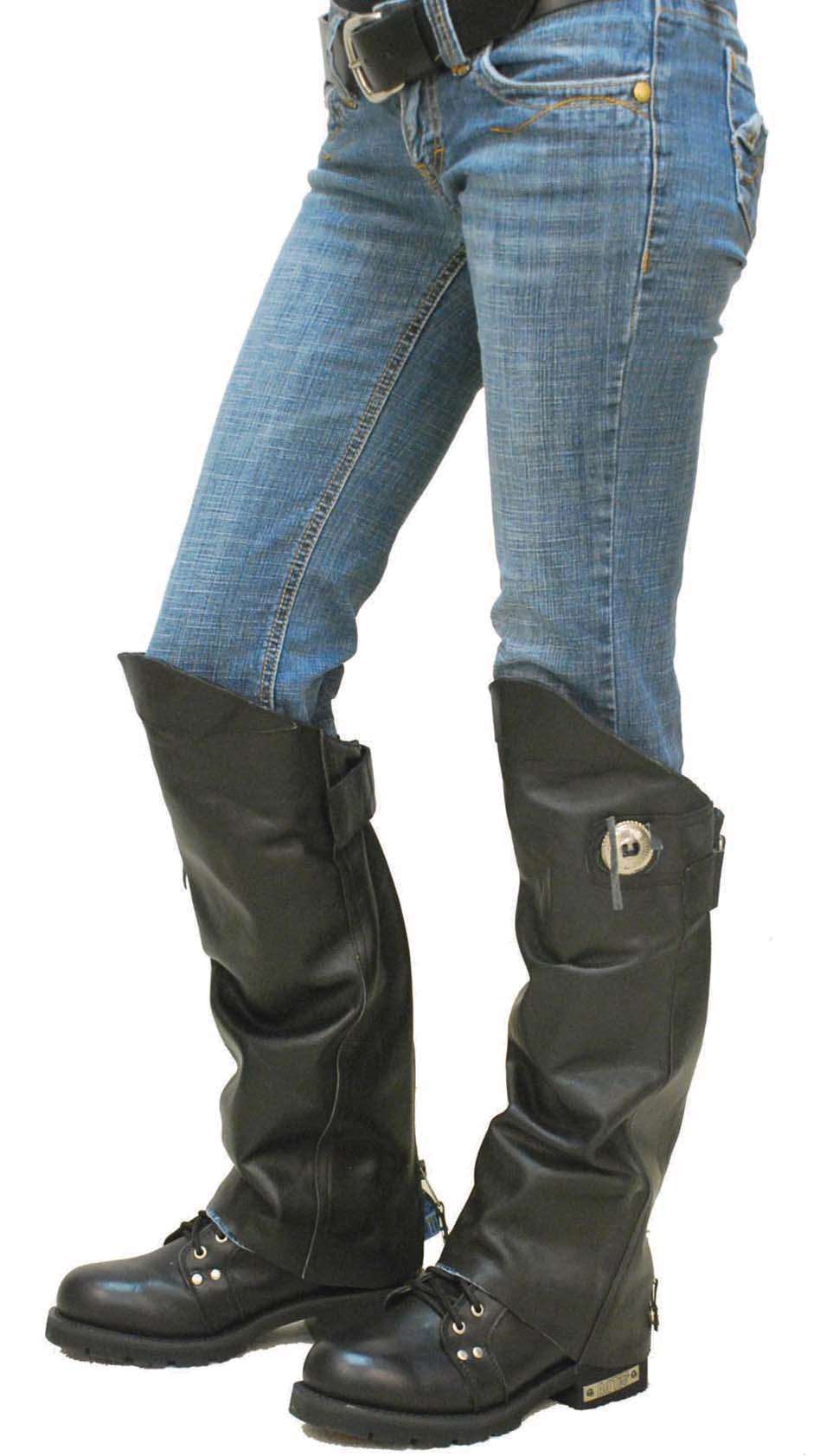 Economy Concho Shin Chaps / Half Chaps W/Back Zipper