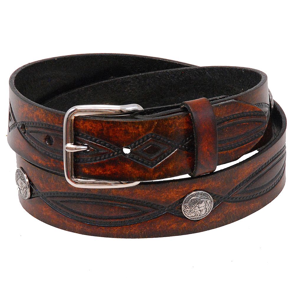 Brown belt made of premium 8-9 oz. heavy cowhide vintage leather.