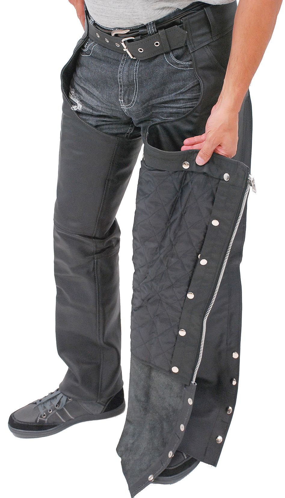 Real Black Leather Mens Chaps