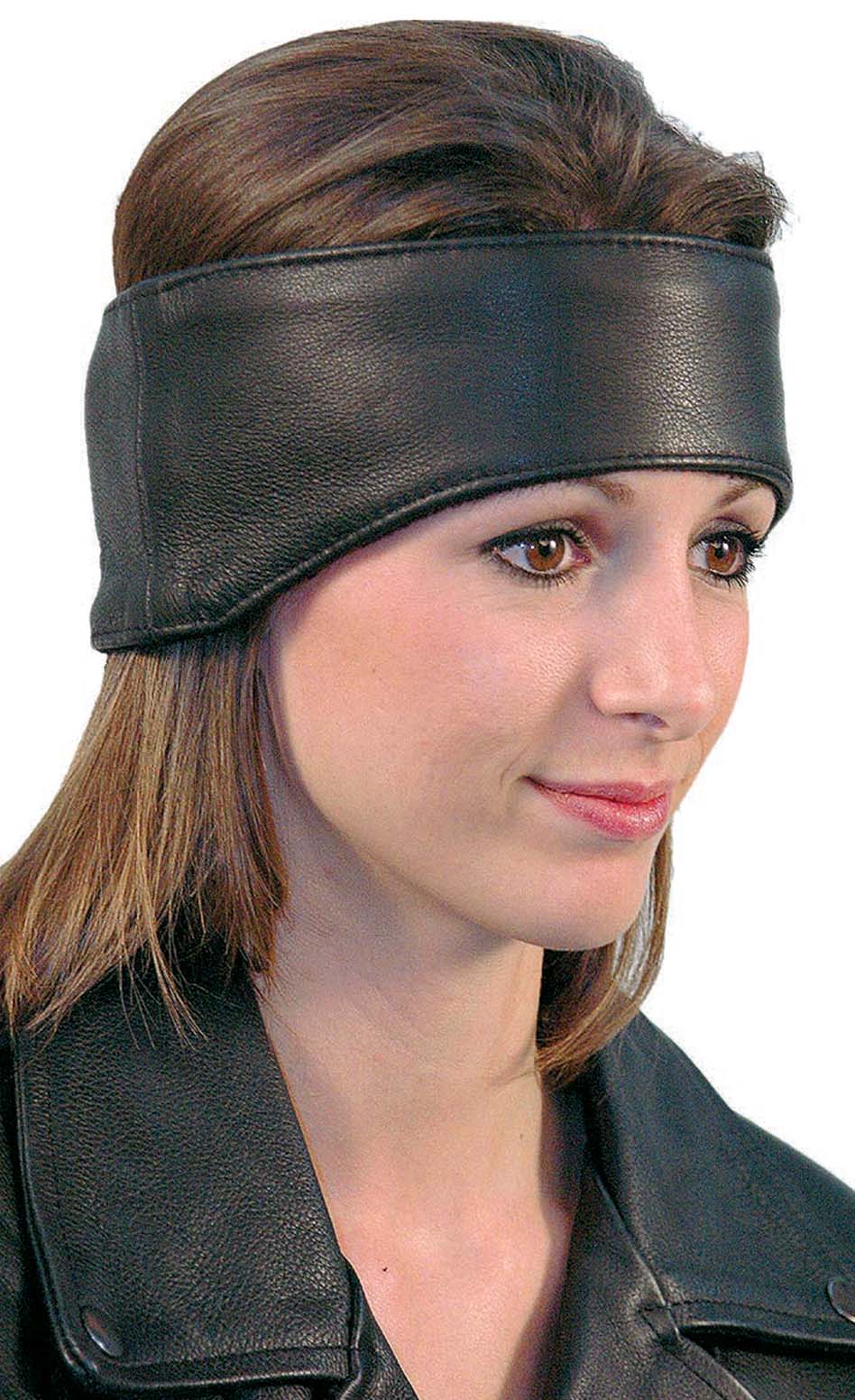 Fleece lined leather ear warmer and leather headband for both men and women.