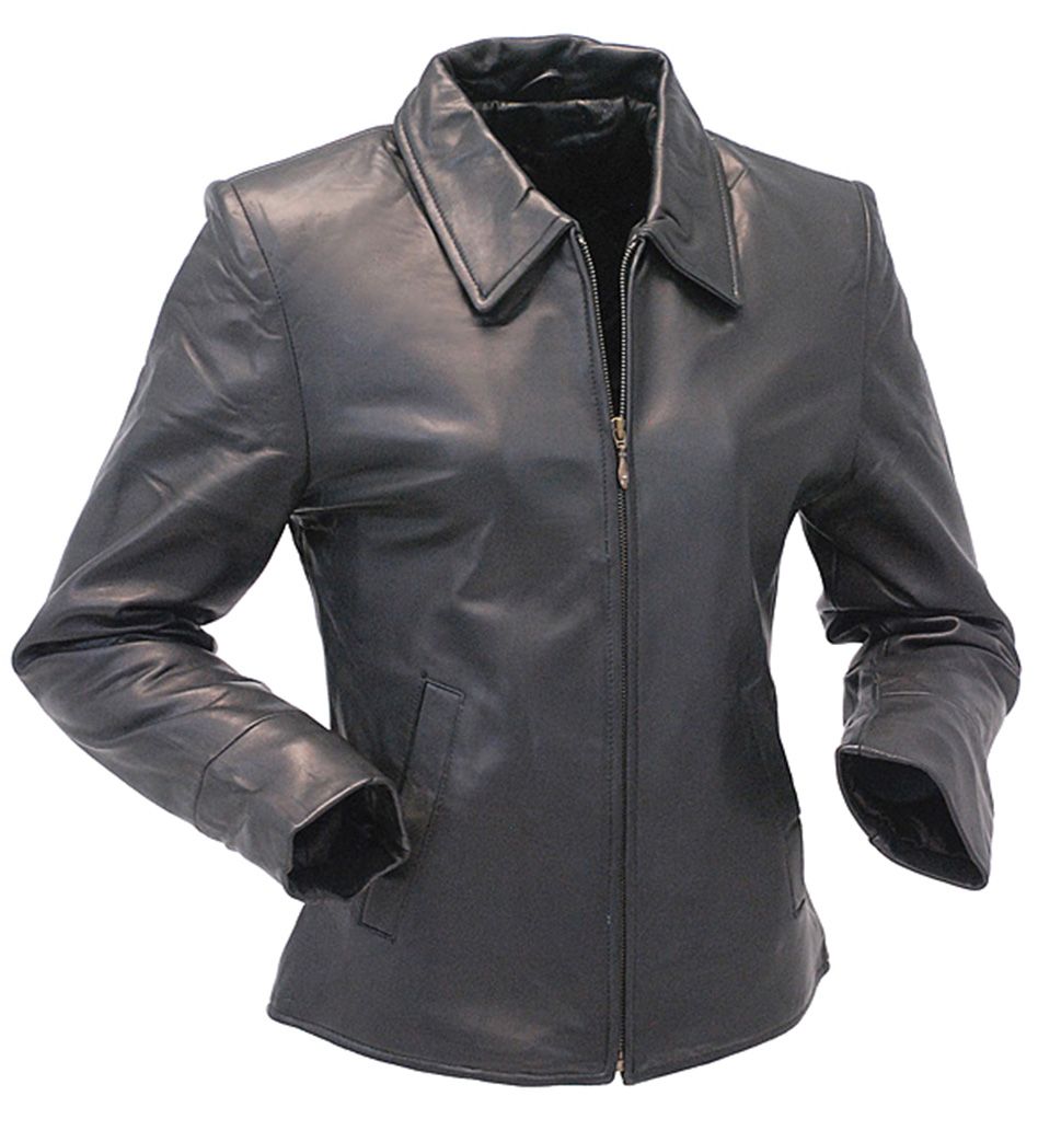 Classic coat for women in super soft lambskin leather. A 27" long leather jacket for women. 