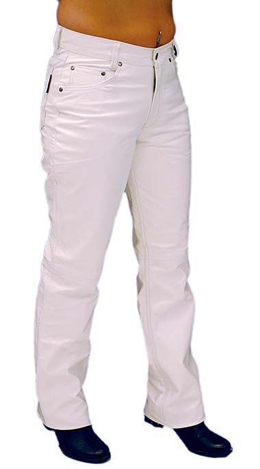 White leather pants made of premium soft cowhide leather.