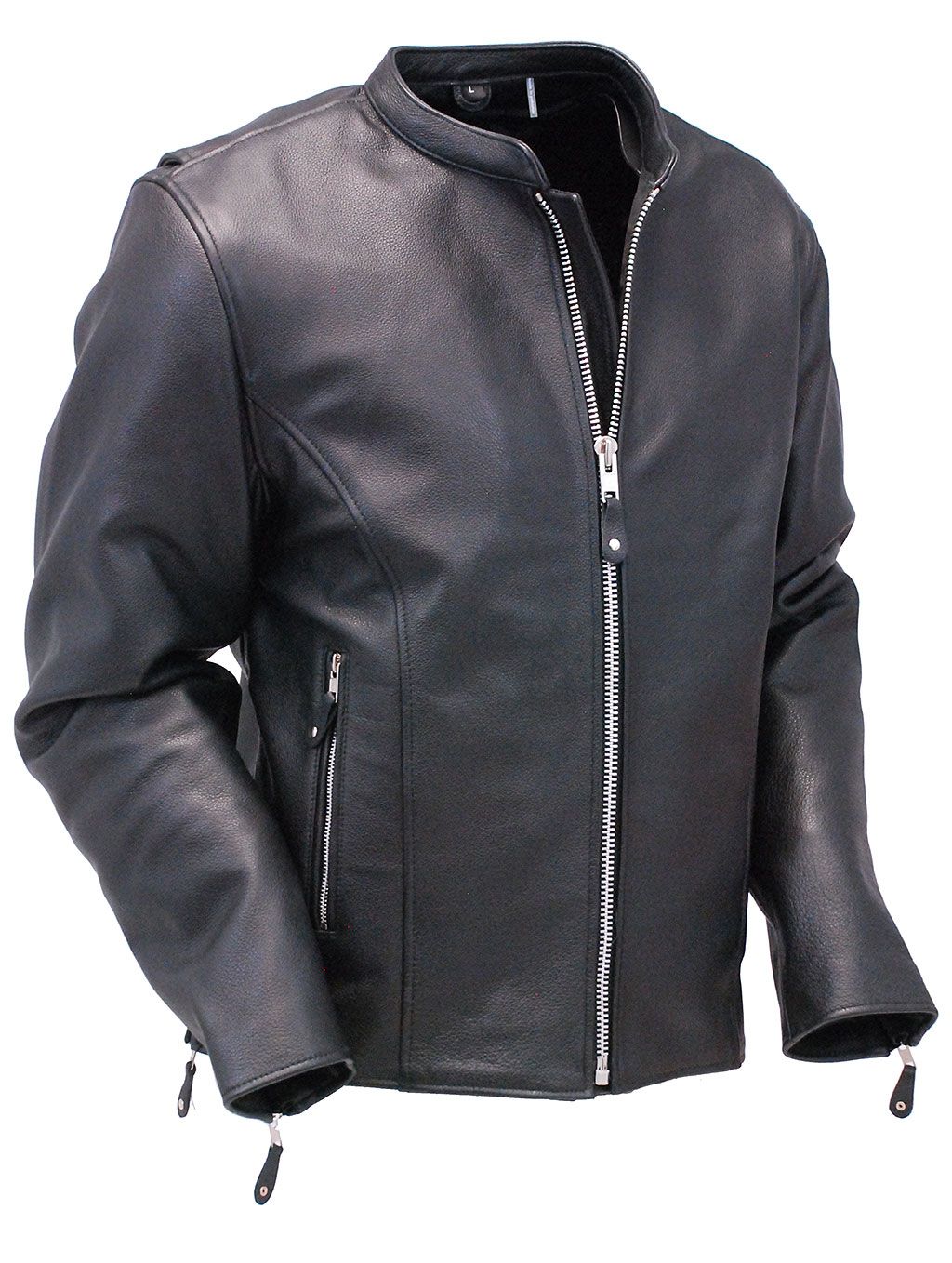 Premium buffalo leather motorcycle jacket in a cafe racer style loaded with features. 