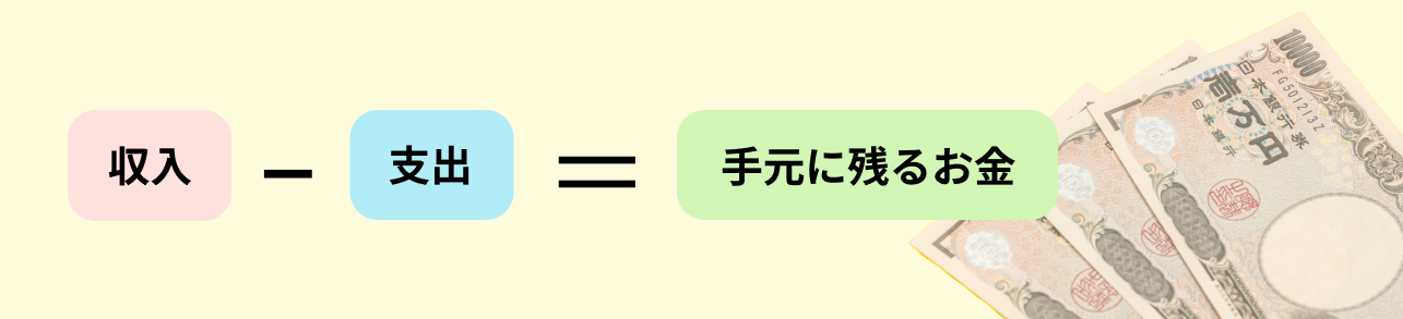 収入－支出＝手元に残るお金