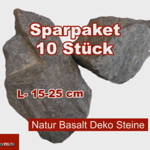 Sparpaket XL Basalt Steine Aquarium Deko anthrazit 15-25 cm