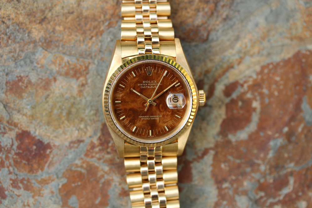 rolex datejust 1980 wood oyster dial