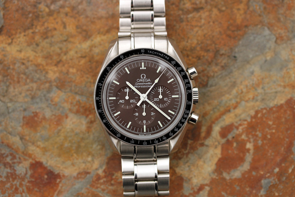 omega speedmaster chocolate dial