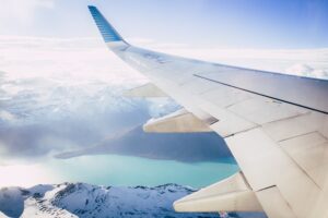 Airline carrier flying over Argentina
