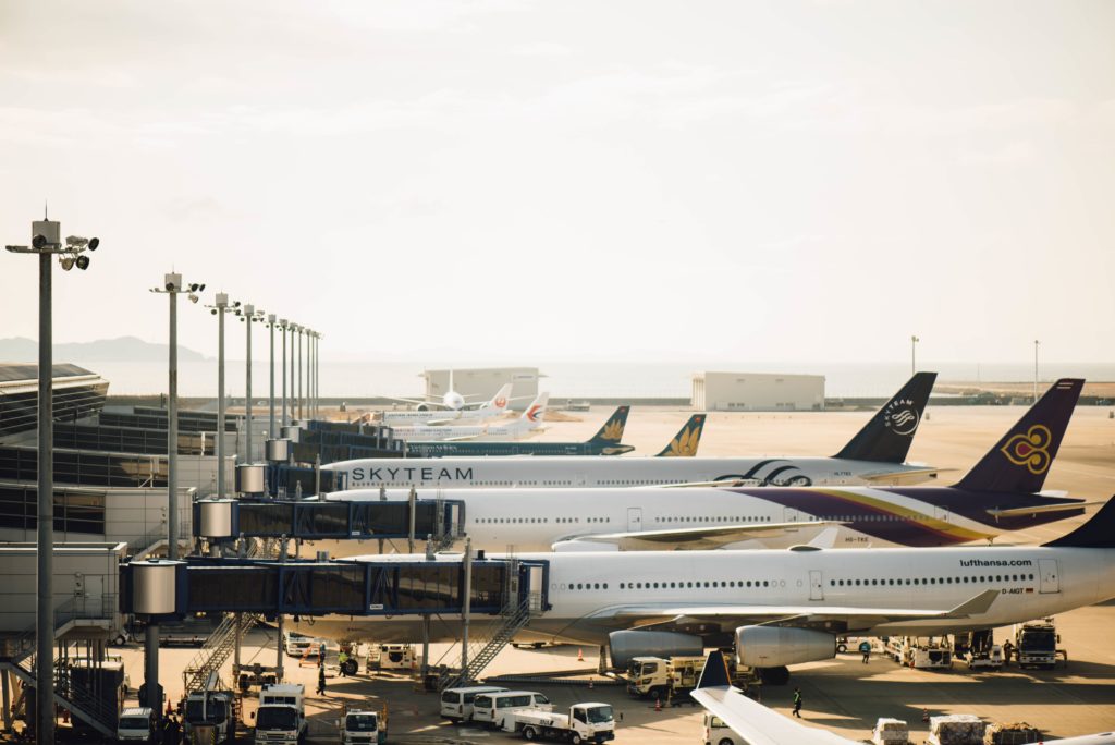 airplanes lined
