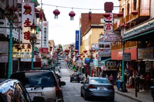 Busy street in China