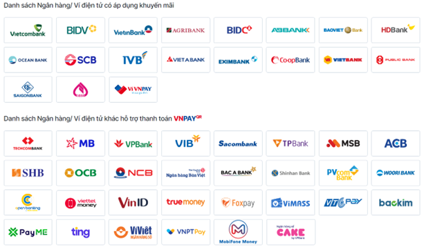 Quét mã VNPAY-QR trên 35+ Ứng dụng Mobile Banking và 15+ Ví điện tử liên kết