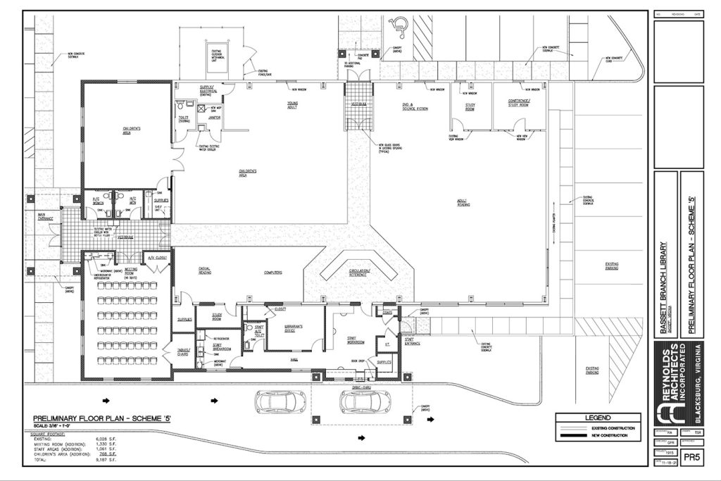 A preliminary floor plan of the Bassett Branch Library after a $2.25 million expansion project.
