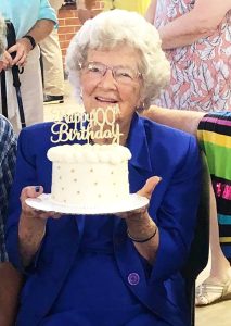 Nellie Minter celebrating her 100th birthday. 