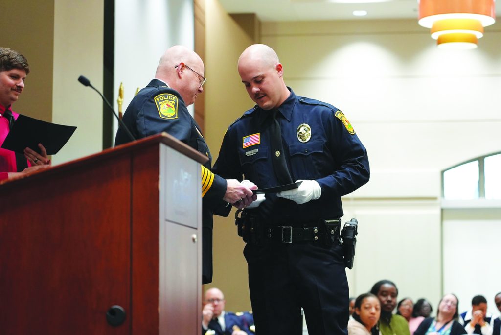 Martinsville Police Chief Rob Fincher presented certificates to the recent graduates.