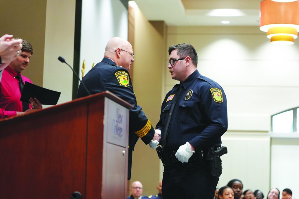 Martinsville Police Chief Rob Fincher presented certificates to the recent graduates.