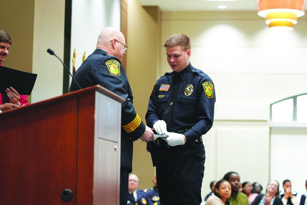 Martinsville Police Chief Rob Fincher presented certificates to the recent graduates.