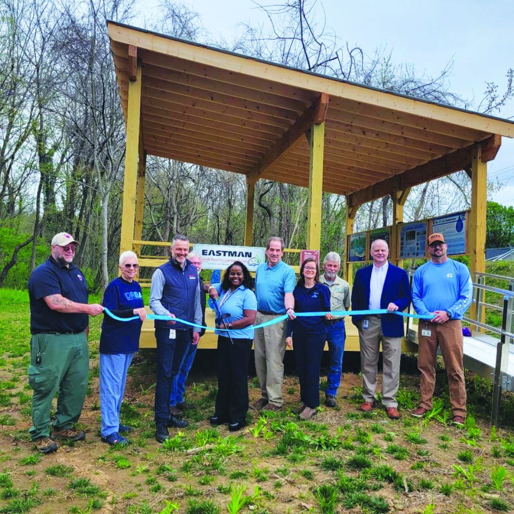 A ribbon cutting for Smith River Eco-Learning Station was recently held. From left to right - Bill Sweeney, Regina Flora, Kristoff Lievens, John Edwards, Tanya Foreman, Jim Adams, Krista Hodges, Benny Luther, Dale Wagoner, Daniel Reynolds. (By Dan River Basin Association)