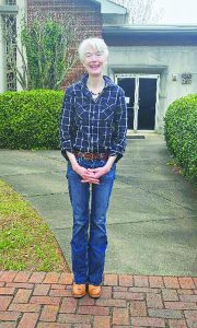 Bonnylee Witt is pictured outside of the First Baptist Church in Martinsville, where she operates Guiding Light Pastoral Care