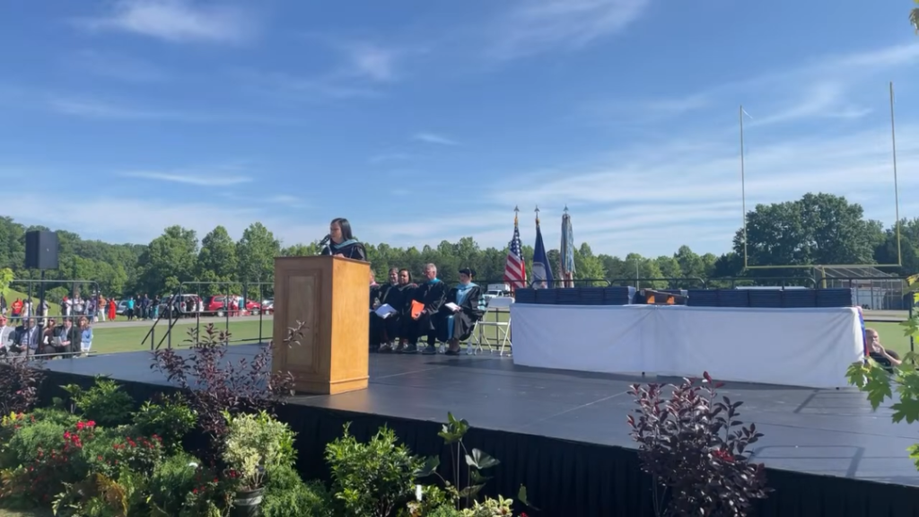 Tiffany Gravely, principal, encouraged graduates to remember what it means to be a Bengal.