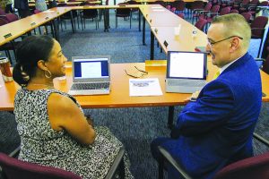 P&HCC Board Vice Chair Jewell Drewery and President Dr. Greg Hodges discuss the Athletics economic impact study from Lightcast EIS.