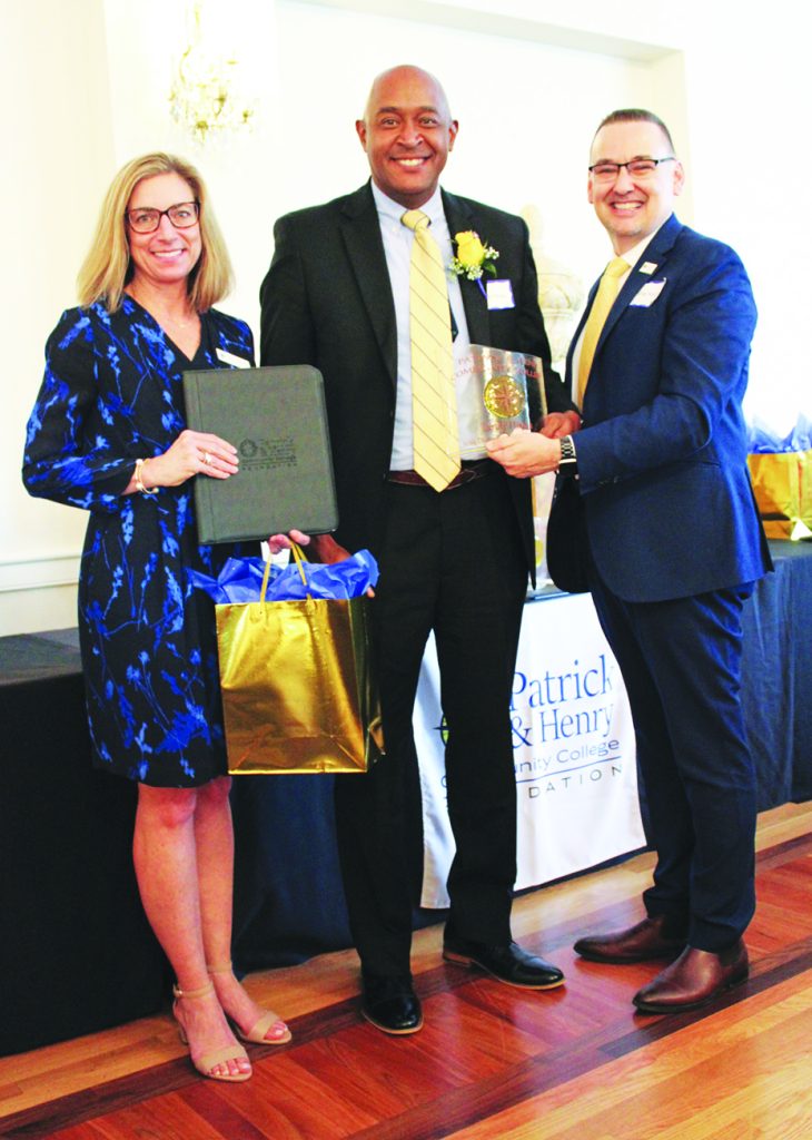 Sandy Hines (center) is pictured with Tiffani Underwood, executive director of the P&HCC Foundation (left), and P&HCC President Dr. Greg Hodges.