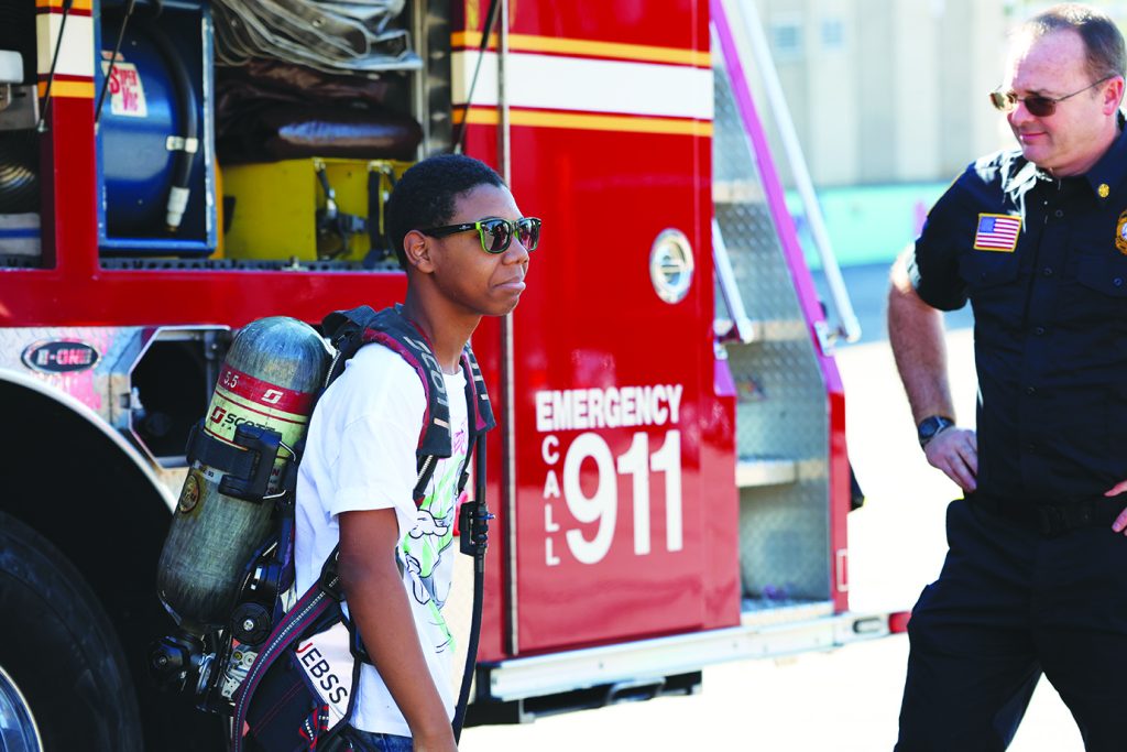 The Martinsville Fire Department showcased a fire truck and gear for students.