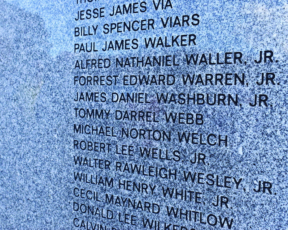 Like the Vietnam Veterans Memorial Wall, the newly unveiled Vietnam Veteran Bench includes the names of veterans.