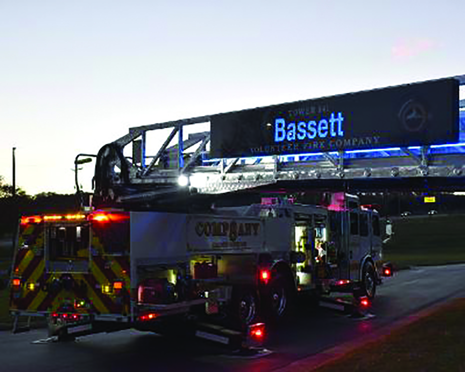Bassett Volunteer Fire Department’s new ladder truck, valued at $1.2 million, replaces a 1986 model.