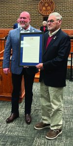 Del. Eric Phillips, R-Martinsville, presented a Virginia General Assembly Commending Resolution to Tommy Slaughter for his 16 years of service as a Henry County Board of Supervisor member.