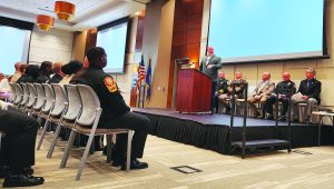 Del. Eric Phillips addresses the 41st graduating class of the Piedmont Regional Criminal Justice Academy.