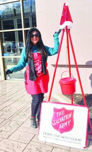 A Salvation Army bell ringer stationed outside a local retailer invites donations. (Contributed photos)