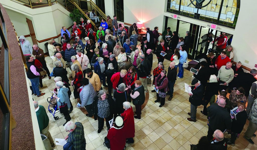The entrance to the Galilean House of Worship was packed before the show started.