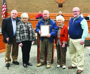 Clifford Stone and his family at the Henry County Board of Supervisors meeting, where he was honored with the 2024 Jack Dalton Community Service Award.