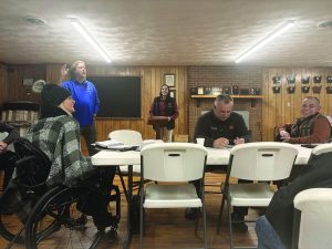 Pam Cobler, Scott Grindstaff, Tiffany Hairston, Matt Tatum and JR Powell were among those to address concerns and field questions at a recent Reed Creek District Community Meeting. (Photos by Mary Quirk)