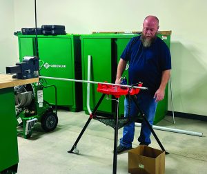 Greenlee certified instructor Lionel Nolen shares equipment from the P&HCC industrial electronics course that will be included in mobile lab instruction.