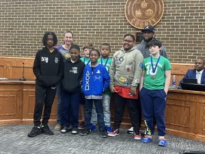 Axton Elementary School boys’ basketball team was recognized by the board.