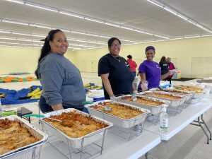 Spaghetti was prepared by Catrice Mitchell and her family.